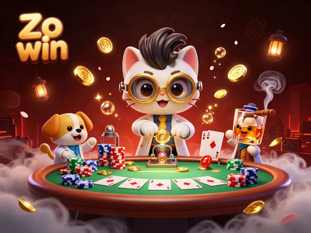 Experience thrilling gameplay with Zo win as a mad scientist cat and loyal dog create fortune in a vibrant casino.