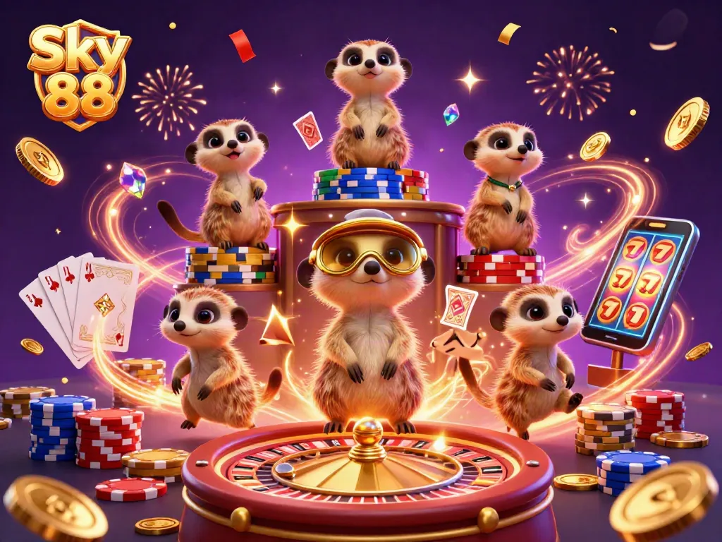 Experience excitement with Sky 88's meerkat casino, featuring vibrant gaming elements.