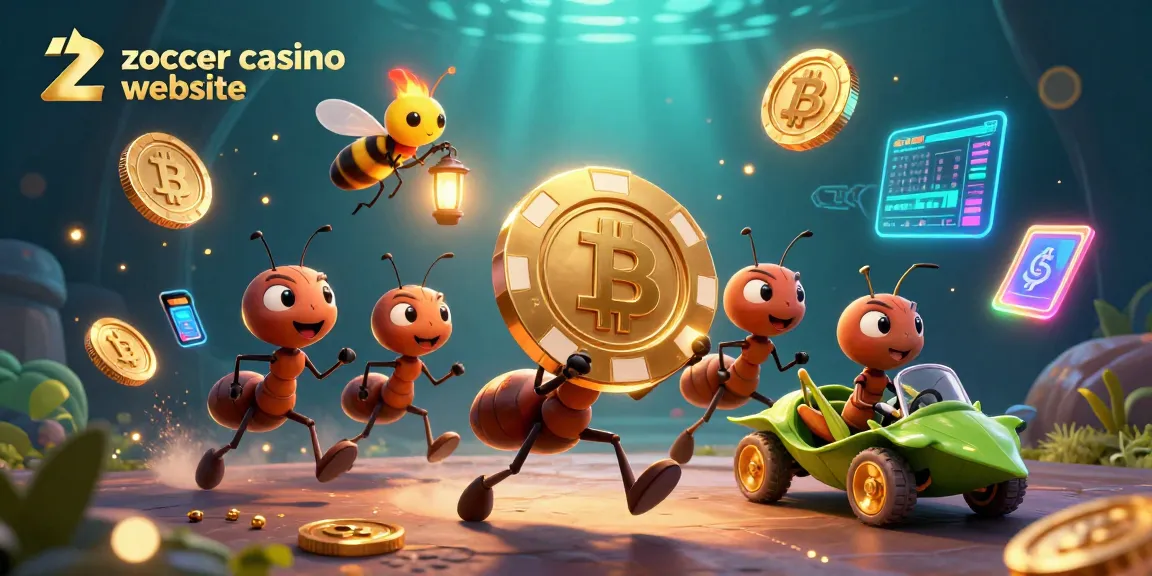 Engage in thrilling action at zoccer casino website with ants in a heist scene boasting golden poker chips.